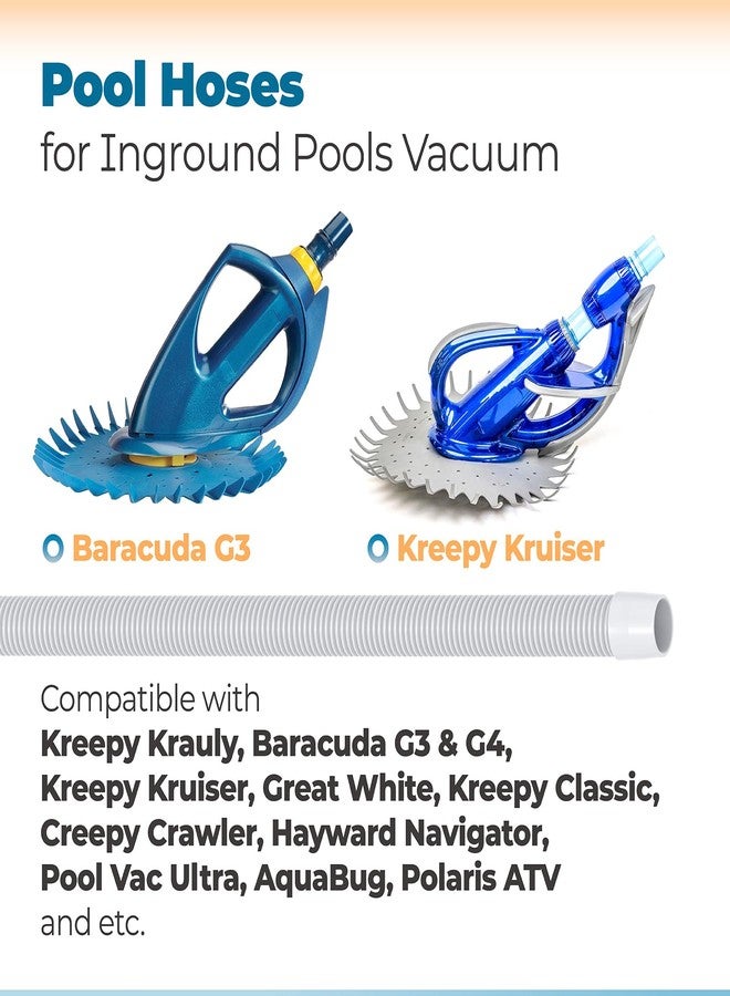 ANTOBLE 48" Universal Pool Vacuum Hose Replacement for Kreepy Krauly, Baracuda G3/G4, Hayward Navigator, Pool Vac Ultra, AquaBug, Creepy Crawler & More (White, 2 Pack) - Image 3